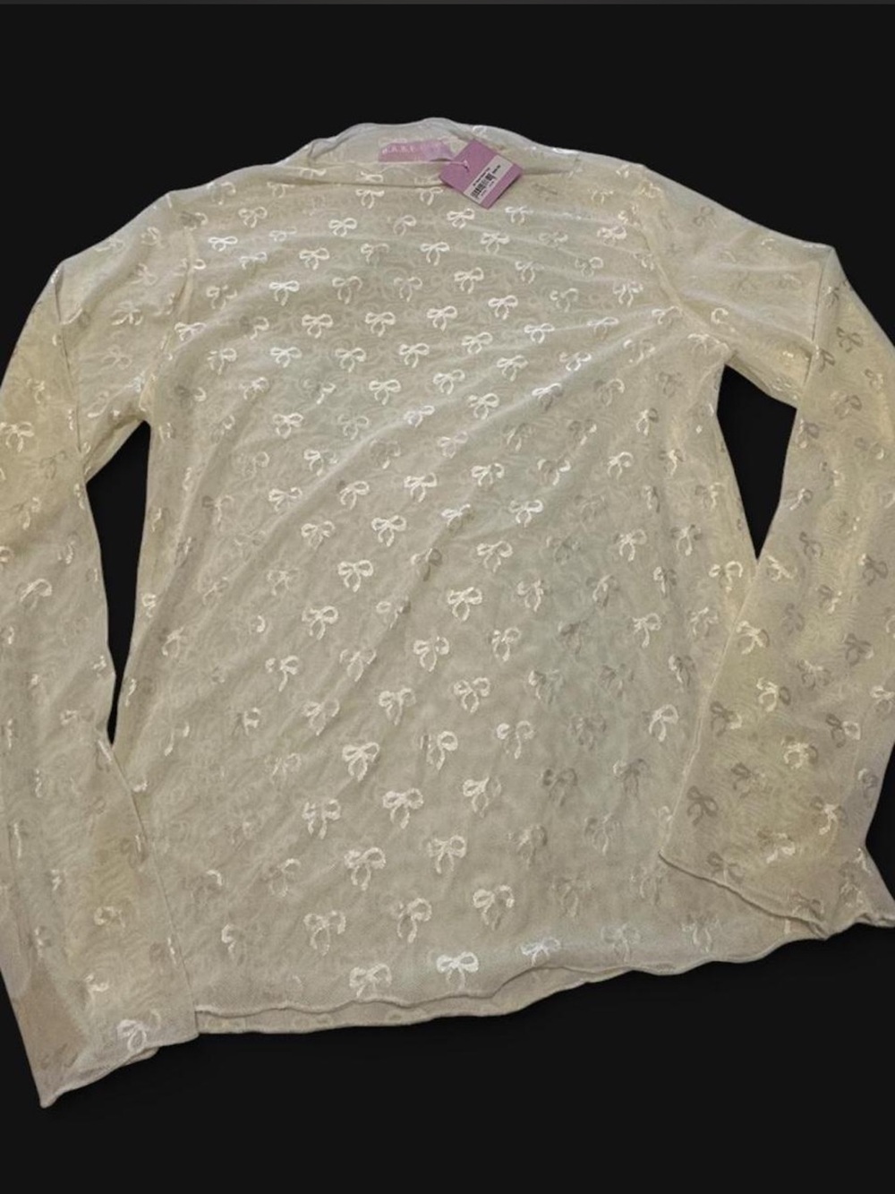B.A.B.E. Brand Bow Sheer Mesh Top XL Coquette Balletcore NWT